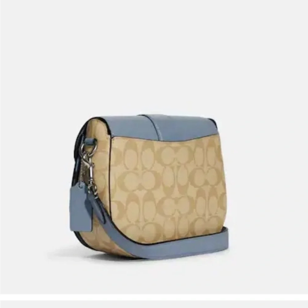 Coach Georgie Saddle Bag in Signature Canvas Blue - Picture 2 of 9